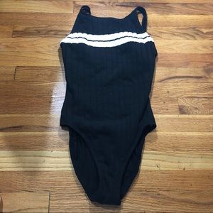 Vintage High Cut Black and White swimsuit Size 10
